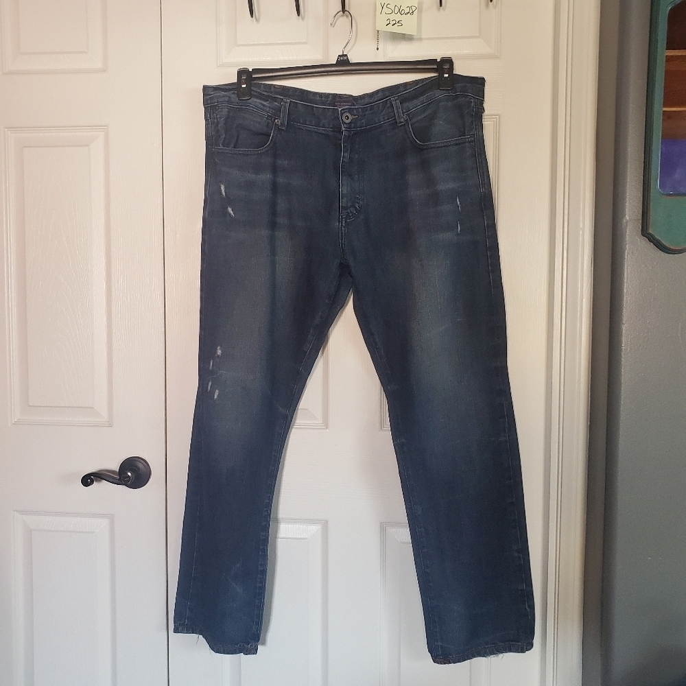 Sean John Slim Straight Clayton Denim Blue Jeans Size 42X32 Distressed
